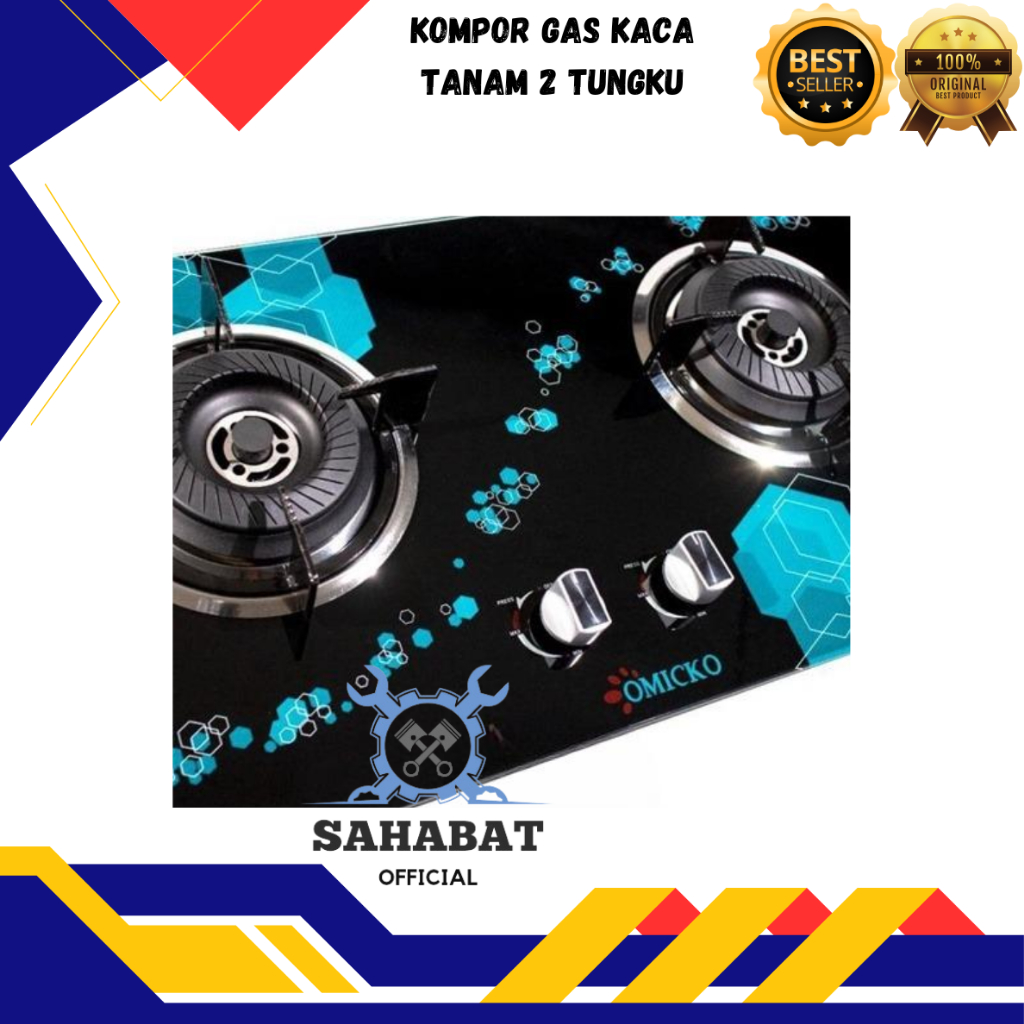 KOMPOR GAS KACA TANAM OMICKO 2 TUNGKU KT-012 FULL BURNER