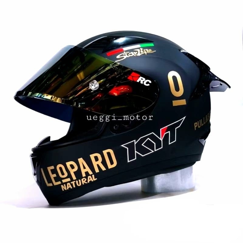 Helm full face Kyt R10 solid Black doff Paket ganteng Leopard Visor iridium