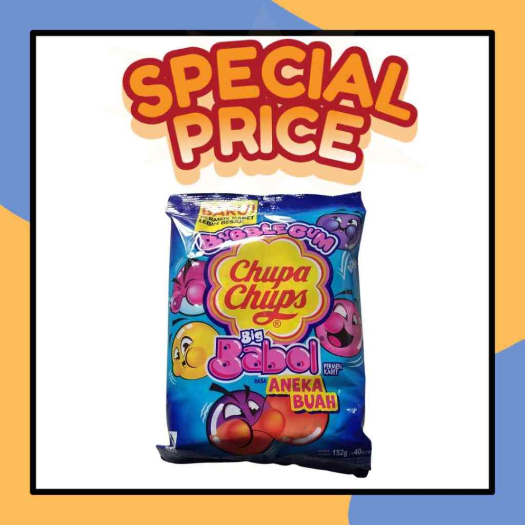 

Chupa Chups Big Babol 152 gr (isi 40pcs) Permen Karet Aneka Rasa Buah Bubblegum Candy Fruty