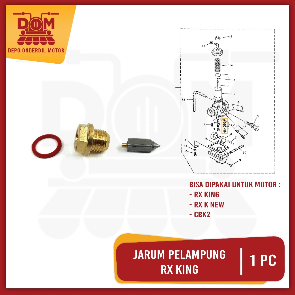 Jarum Pelampung RX King (PSP) Ventilator Pentilator Karburator Kalbulator Kaburator Karbu Yamaha