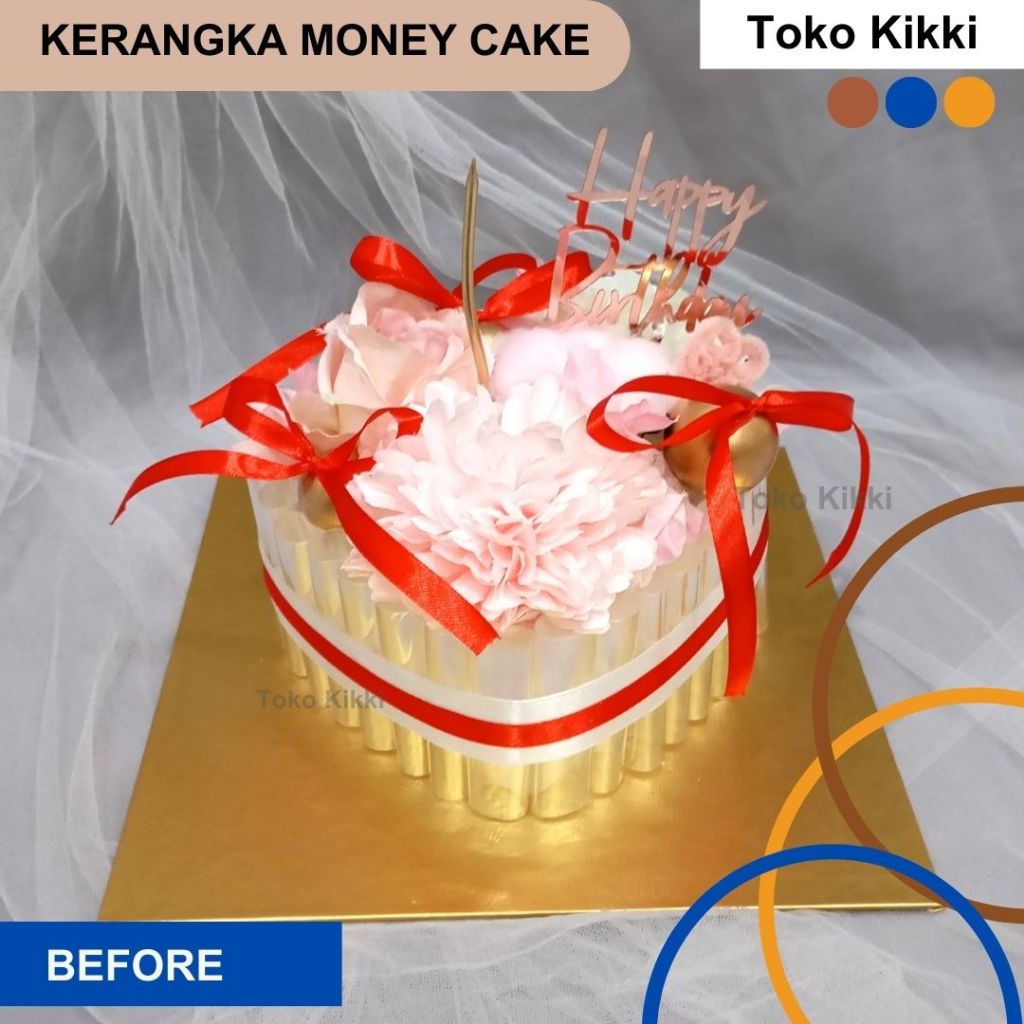 Kerangka Money Cake Bentuk Love / Kue Uang Kosongan / Cake Uang / Hadiah Money Cake