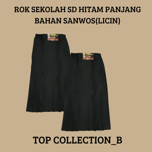 ROK SEKOLAH SD HITAM PANJANG BAHAN SANWOS (LICIN)