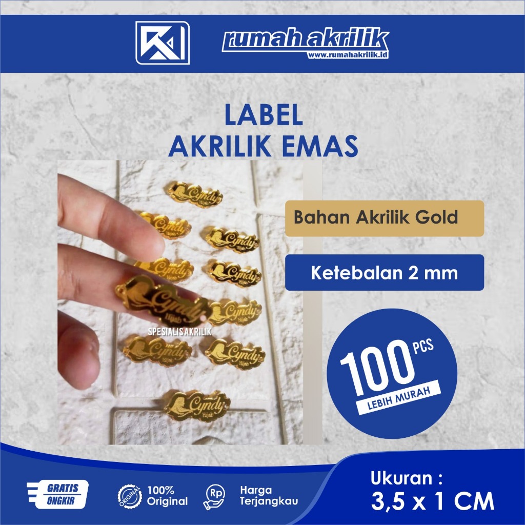 

(RUMAH AKRILIK) LABEL AKRILIK CUSTOM BRANDING HIJAB KAOS SOUVENIR - WARNA GOLD SILVER CLEAR | LABEL AKRILIK HIJAB | BRANDING HIJAB | LABEL MERK HIJAB | LABEL PAKAIAN CUSTOM | LABEL BAJU AKRILIK | GRAFIR UKIR NAMA BRAND USAHA | CUSTOM CUTTING LABEL AKRILIK