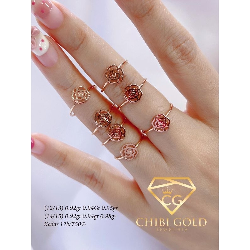 CHIBI GOLD JAWELLERY - Cincin bunga 750 kadar 17K - chibi gold