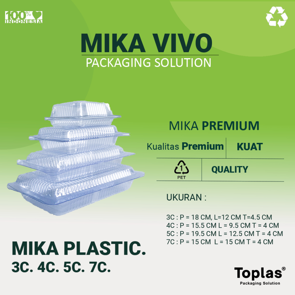 VIVO Mika 3C, 4C, 5C, 7C isi 100pcs / Mika Plastik Kotak / Mika Plastik Bening