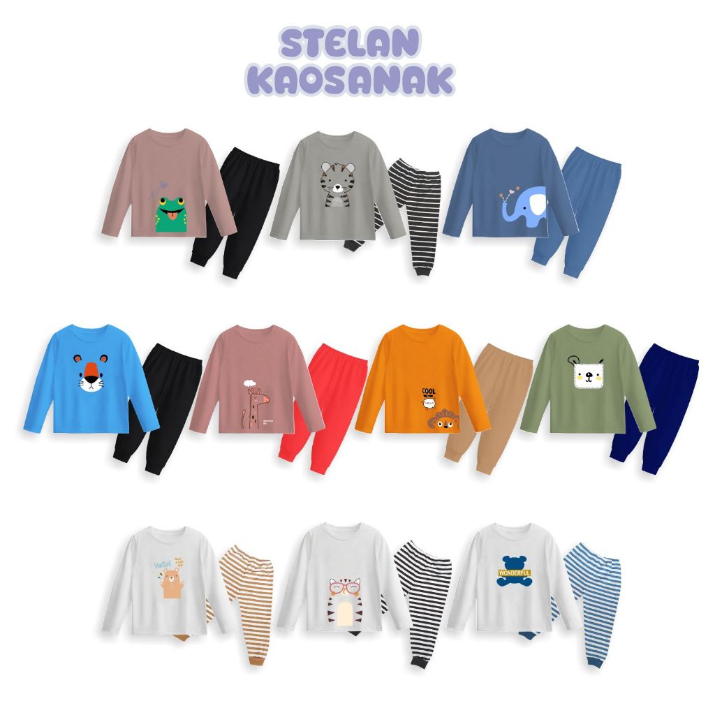 Baju Tidur Anak Laki laki Perempuan Usia 1-10 Tahun / Setelan Panjang Anak
