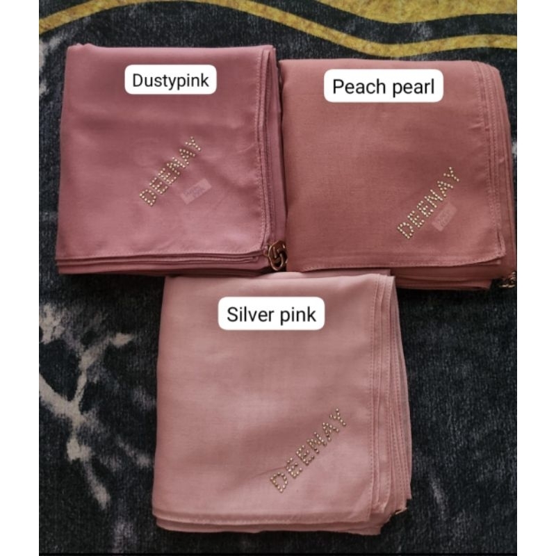 Hijab Segiempat Polos Deenay Liza Dustypink||Silver pink||Peach pearl