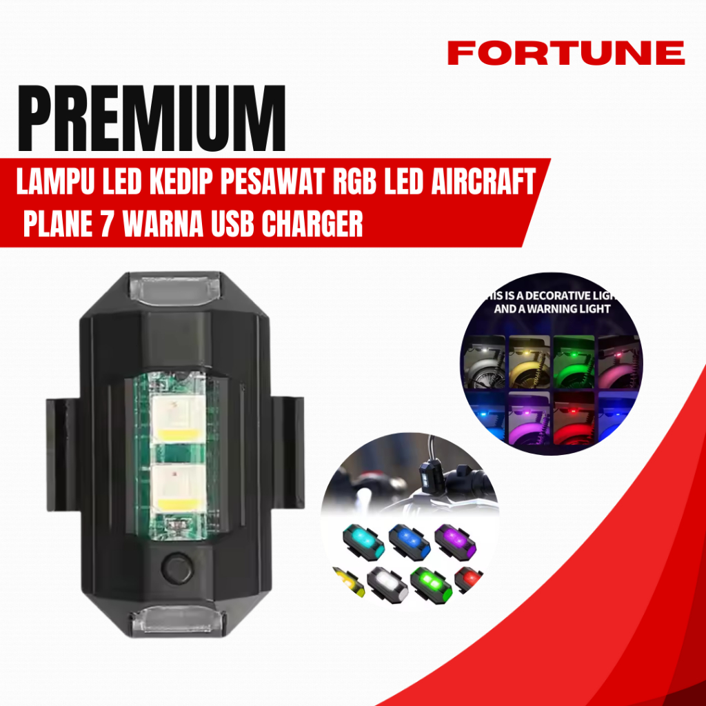 Lampu Pesawat LED RGB Portable Bisa Kedip Kedip Bisa Charger USB Motor mobil sepeda drone Universal