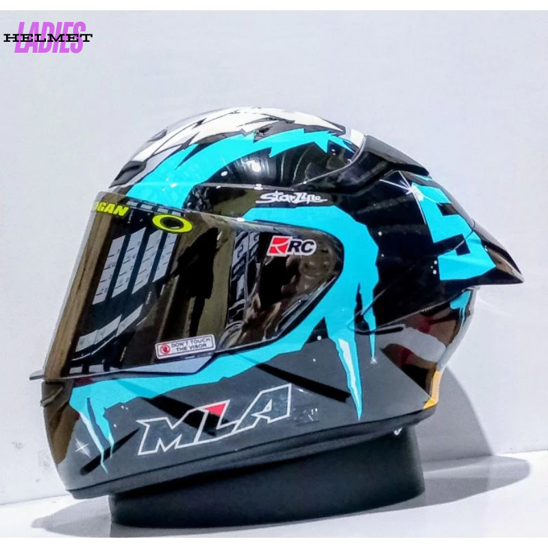 Helm Full Face MLA TTC MOTIF WINTER TEST Kaca Visor iridium Silver Helm Full Face Paket Ganteng SNI