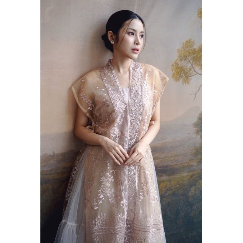 kisah// agni long vest in pink ori baru