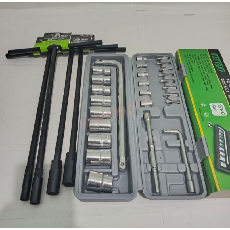 Promo Kunci T Set Tekiro 8-10-12-14 + Kunci Sok 27Pcs Victory Bisa Cod