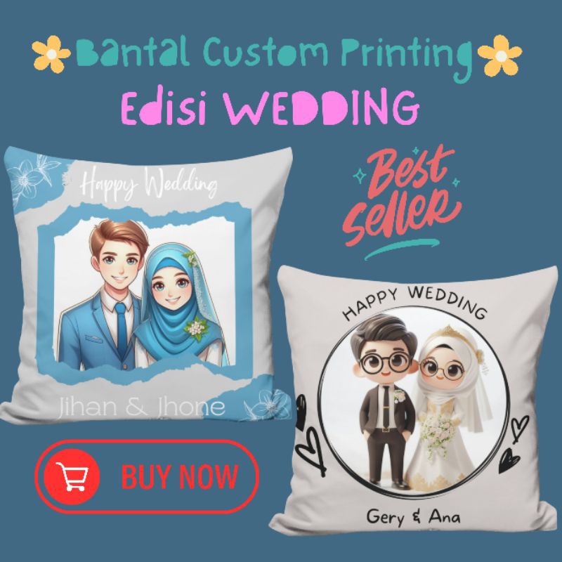 Souvenir Bantal Pernikahan Printing Custom Foto/ Bantal Wedding / Bantal Kado Pernikahan / Bantal Cu