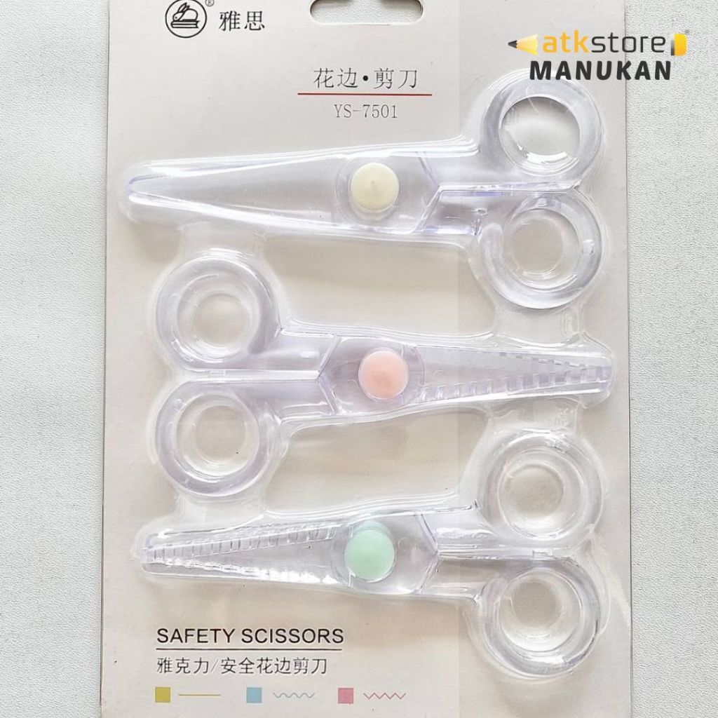 

GUNTING Set YS 7501 | Gunting Anak Aman – 3 Pcs | Safety Scissors Warna Pastel