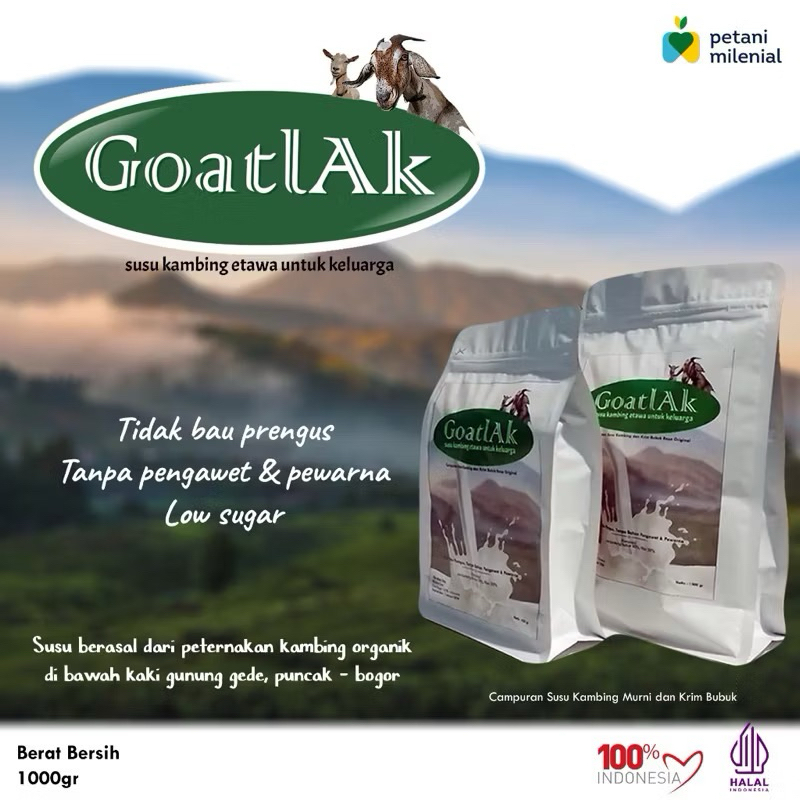 

Susu Kambing Goatlak Susu Etawa Bubuk 1kg Original Premium