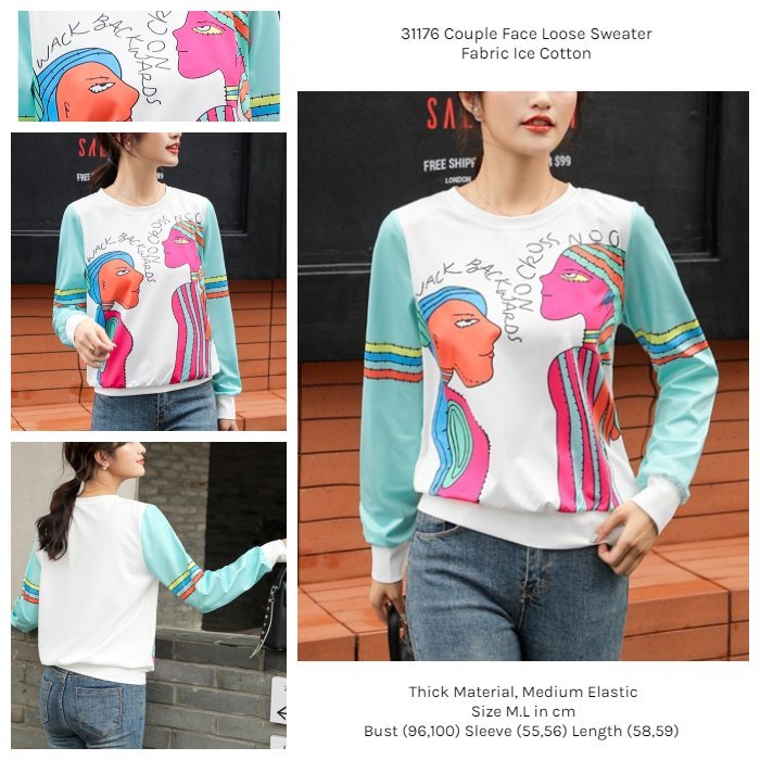 31176 Sweater Wanita Korean Style Lengan Panjang