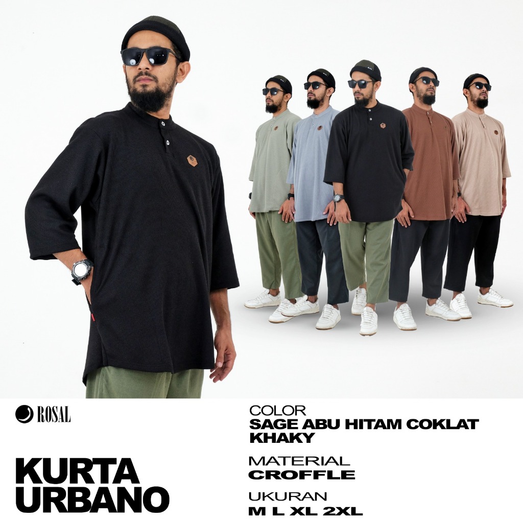 Kurta Pria Premium Urbano Rosal Baju Muslim Modern Motif Polos