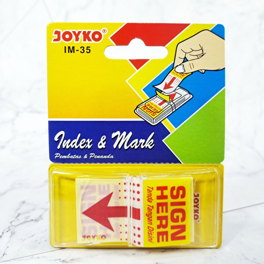 

Joyko IM-35 Index & Mark "Sign Here Tanda Tangan Disini" 50 Lembar – Penanda Tempat Tanda Tangan Transparan & Kuning