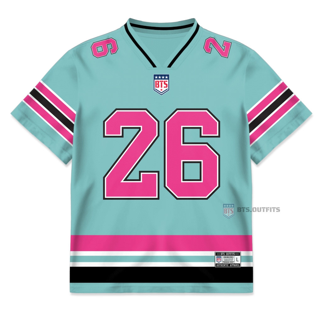 BTSOUTFITS Streetwear Hijau Tosca Pink No 26 Oversize NFL Jersey / Back To School / Rugby / Hockey /