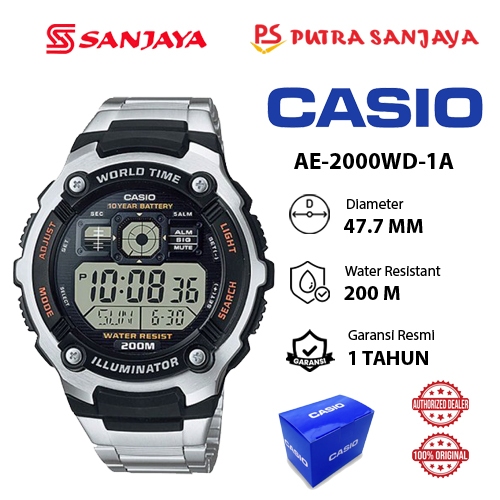 Jam Tangan CASIO AE-2000W-1A / AE-2000WD-1A / AE-2000W-1BV Digital Original Garansi Resmi 1 tahun