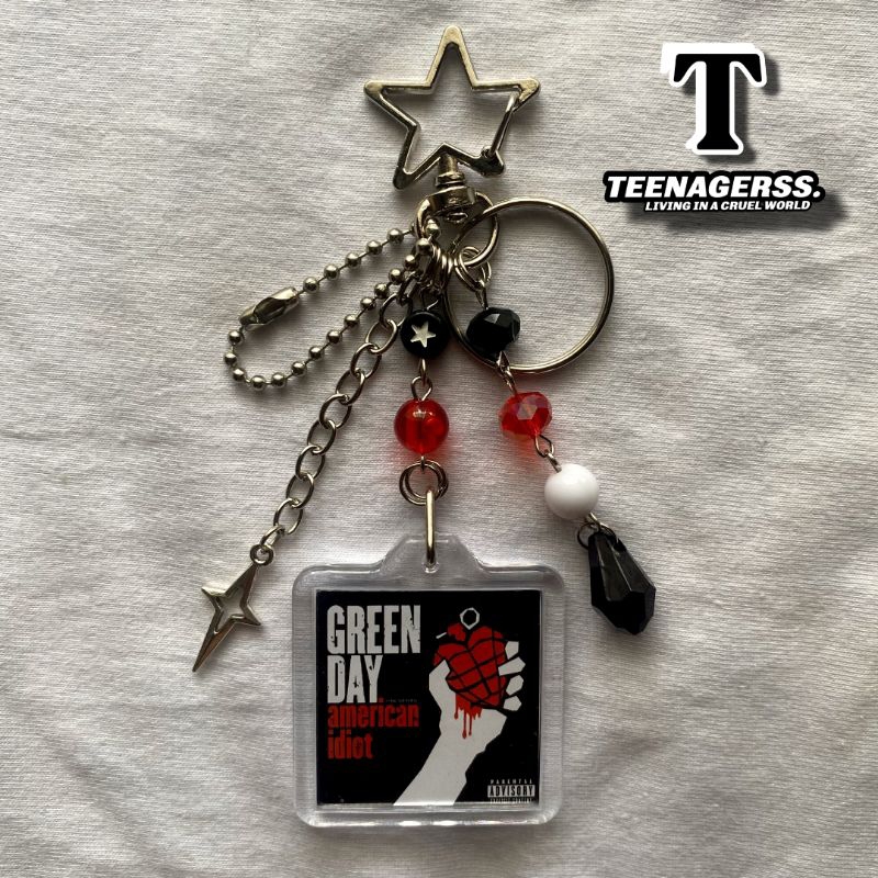 Beads Keychain Bag Green Day American Idiot Gantungan Kunci Tas Manik Jewelry Charm Aesthetic