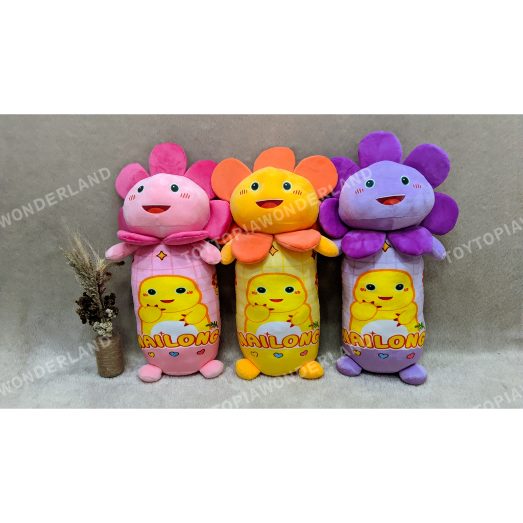 TTW Boneka Guling Kepala Dino Naloong Guling Naloong Print Kepala Bunga Ukuran M