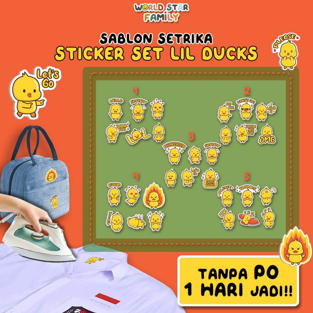 

WSF Stiker Kain Little Ducks Stiker Bebek Stiker DIY Souvenir Ulang Tahun Sablon setrika Stiker label STIKER LABEL BAJU MURAH Sablon DTF