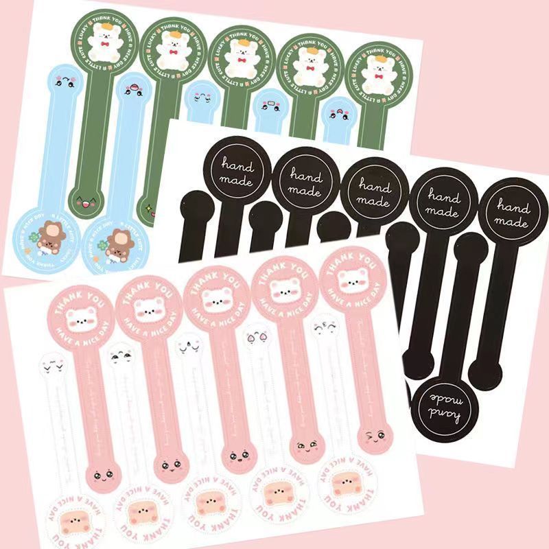 

Eeghrerr 100PCS Stiker Strip Panjang Stiker Bulat Perekat Kue Kue Kotak Penyegelan