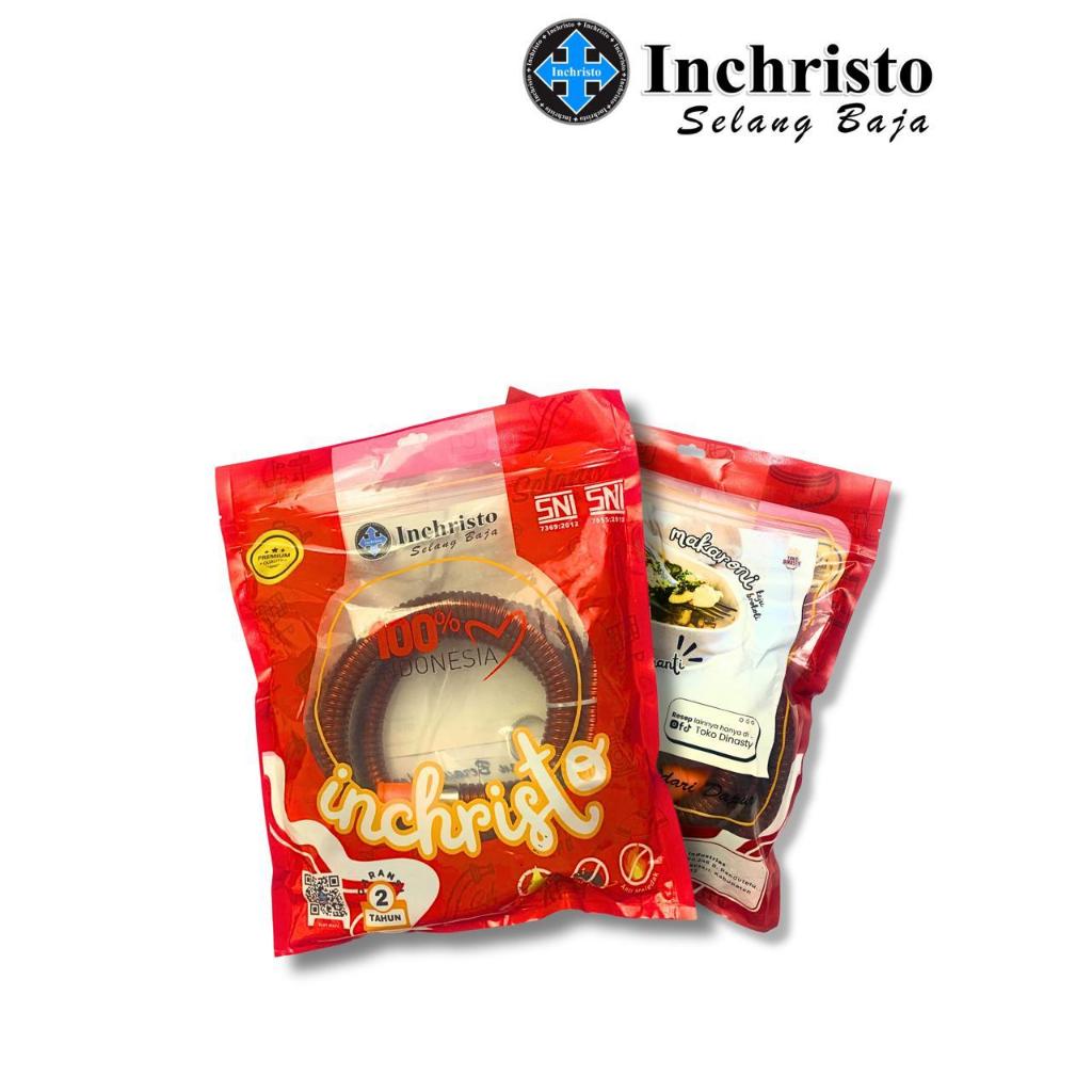 Selang LPG Baja Inchristo Premium 1,8M + Klem & Garansi