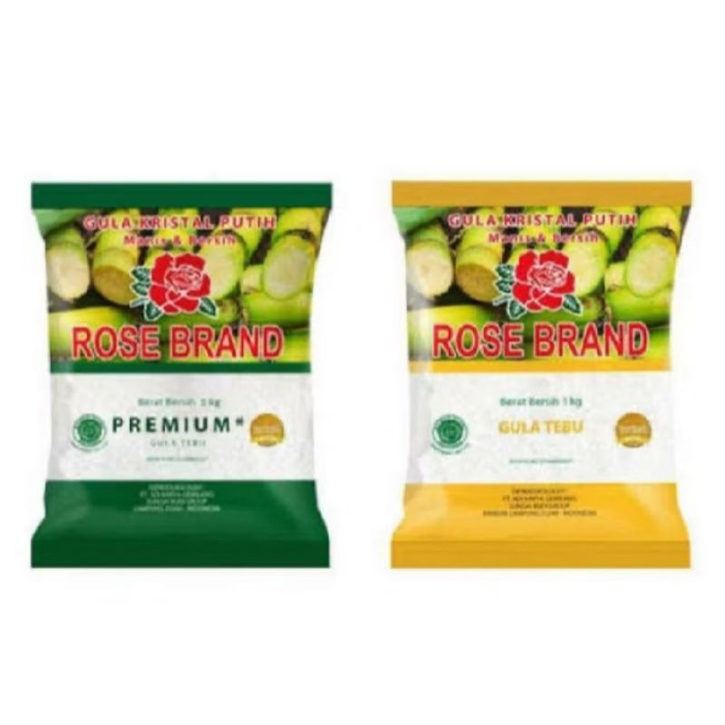 

Gula Pasir Premium Merk Rose Brand tebu 1 kg / kuning ,hijau