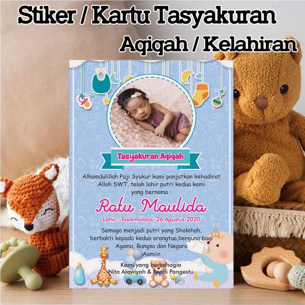 

Cetak stiker / sticker aqiqah bayi kartu tasyakuran Selapan label kelahiran anak