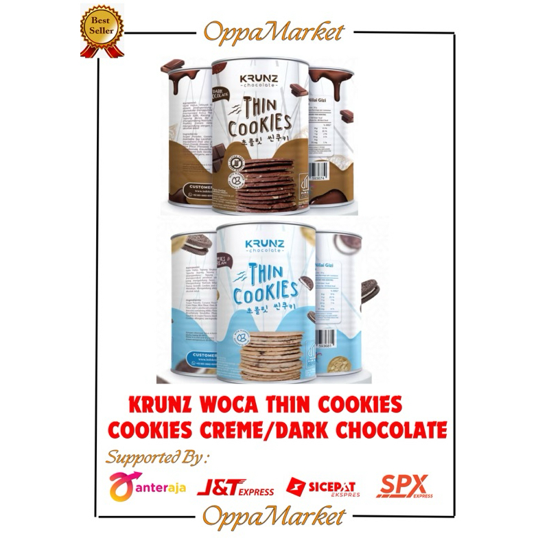 

KRUNZ WOCA THIN COOKIES DARK CHOCOLATE/COOKIES CREAM 100GR