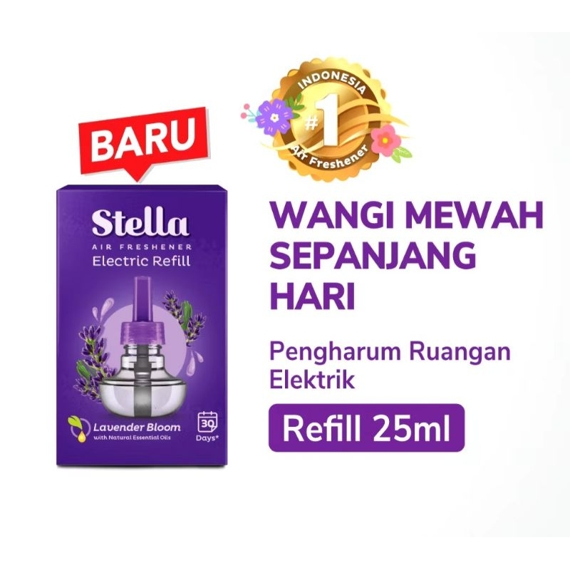 STELLA AIR FRESHENER ELECTRIC REFILL LAVENDER BLOOM 25ML - PENGHARUM PEWANGI RUANGAN ELEKTRIK  Laven