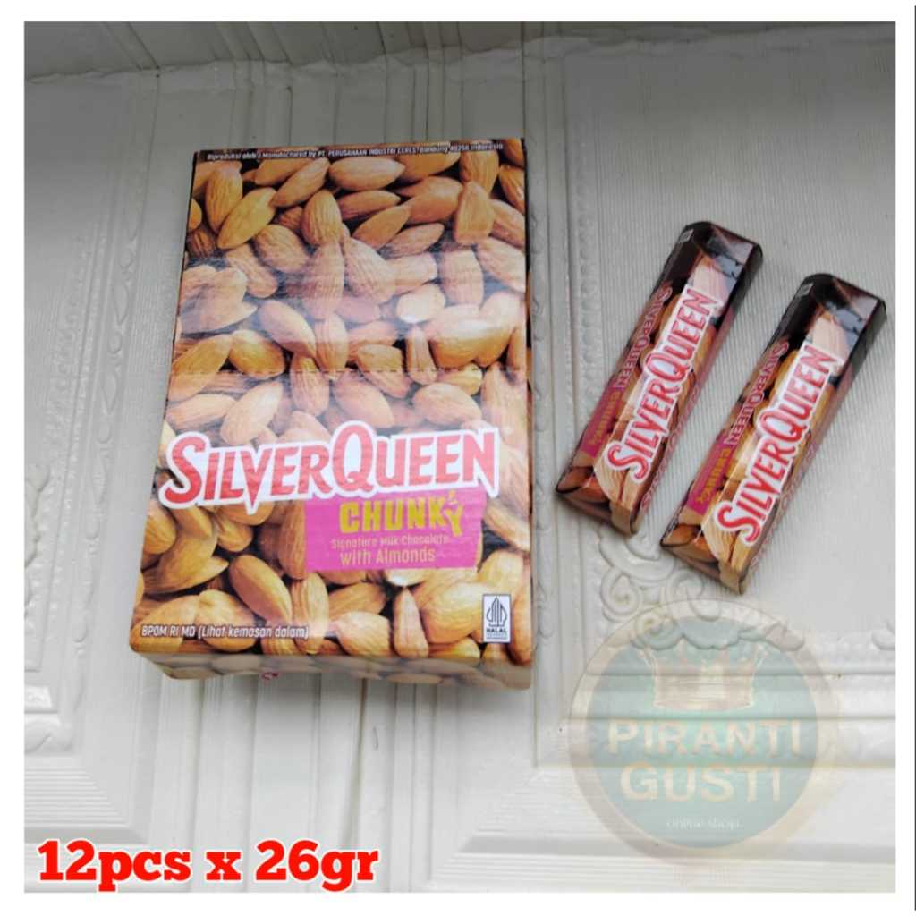 

SILVERQUEEN CHUNKY ALMOND 1 BOX ( isi 12pcs x 26gram )