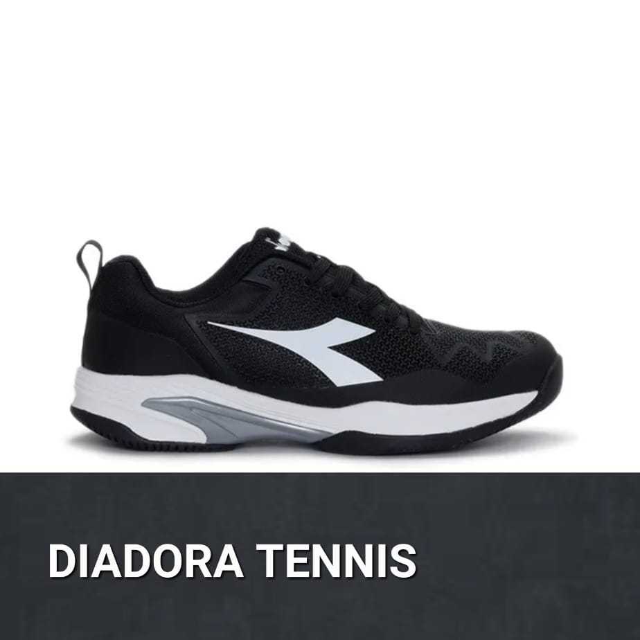 Size 40. Sepatu Tennis DIADORA ORIGINAL. Sepatu Olahraga Tenis Lapangan Juara Pria. WHITE BLACK