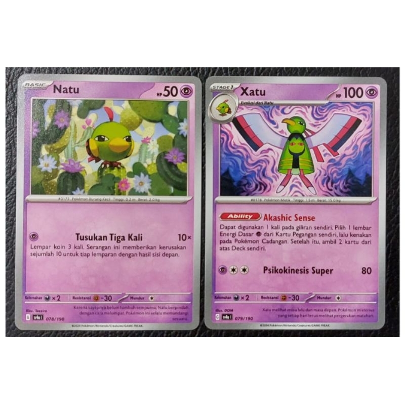 Kartu Pokemon TCG - Natu (sv4a) 078/190 ; Xatu (sv4a) 079/190