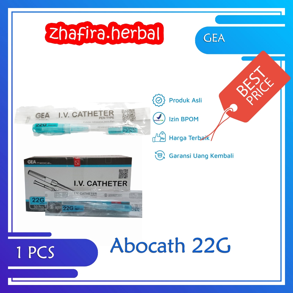 Eceran satuan Abocath 22G GEA / Aboket /Abokat GEA