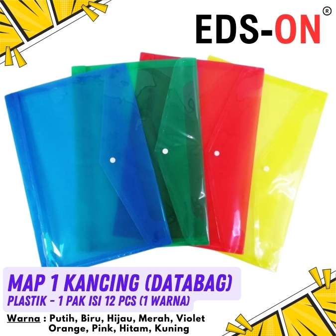 

MAP KANCING / DATA BAG / TAS DATA PLASTIK UKURAN FOLIO MERK EDS-ON