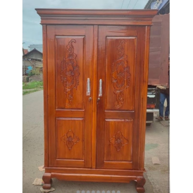 lemari kayu jati 2 pintu