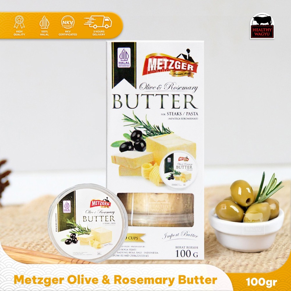 

Metzger Olive and Rosemary Butter untuk Pasta dan Steak 20gr Healthy Wagyu