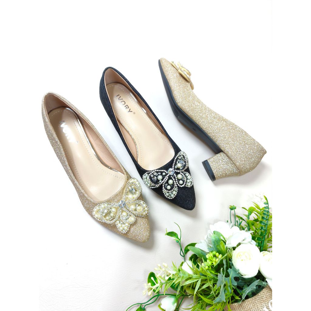 IVORY Sepatu Wanita Mid Heels 4cm Pesta Glitter B533-W99