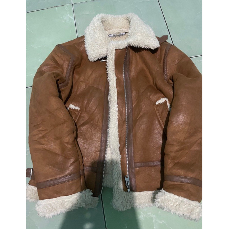 jaket sherpa kulit