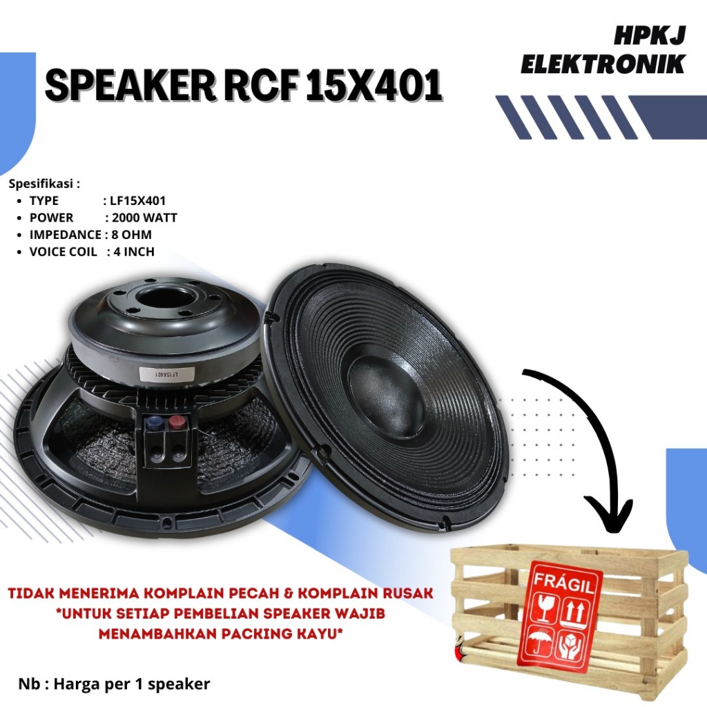 SPEAKER RCF LF15X401 SPEAKER KOMPONEN LF 15X401 15INCH COIL 4IN