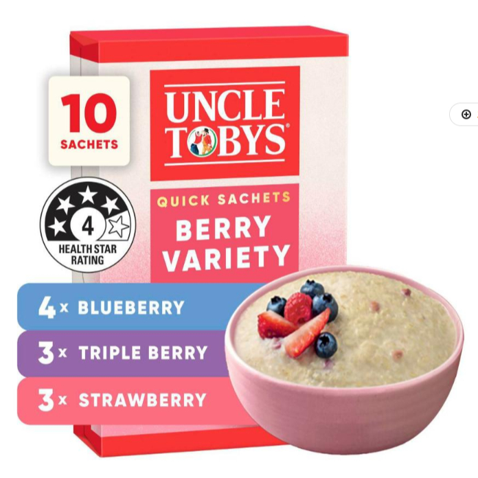 

Uncle Tobys Oats Quick Sachets Berry Variety | 350g