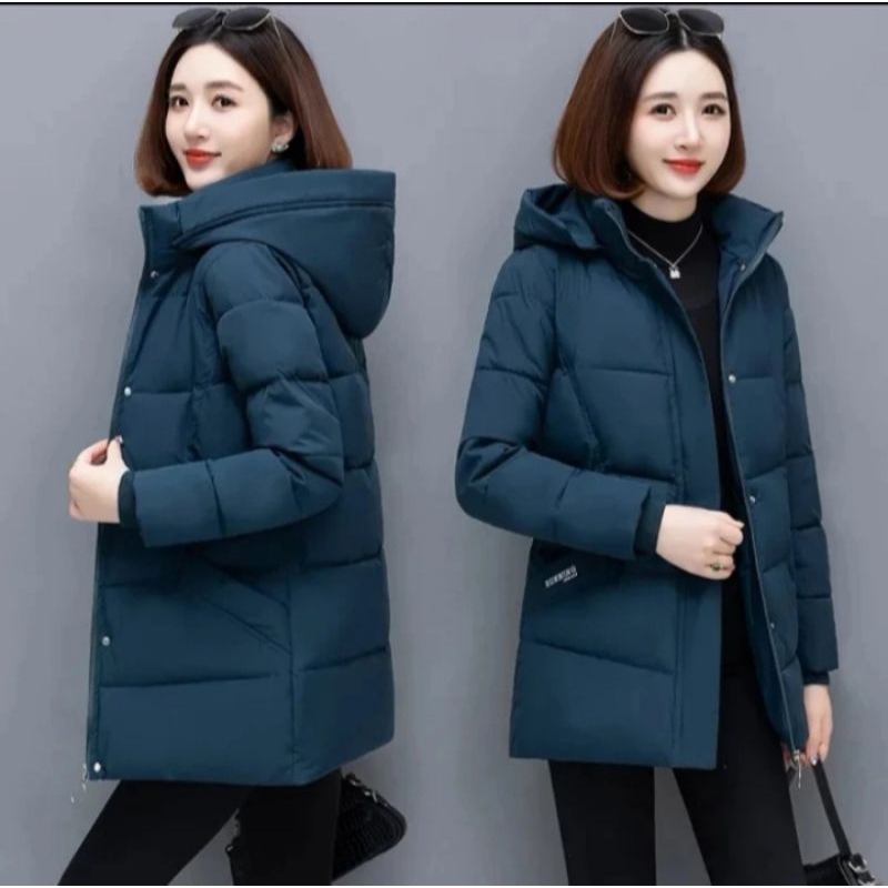 Jaket long coat wanita waterproof/Jaket mantel hangat tebal/jaket winter wanita