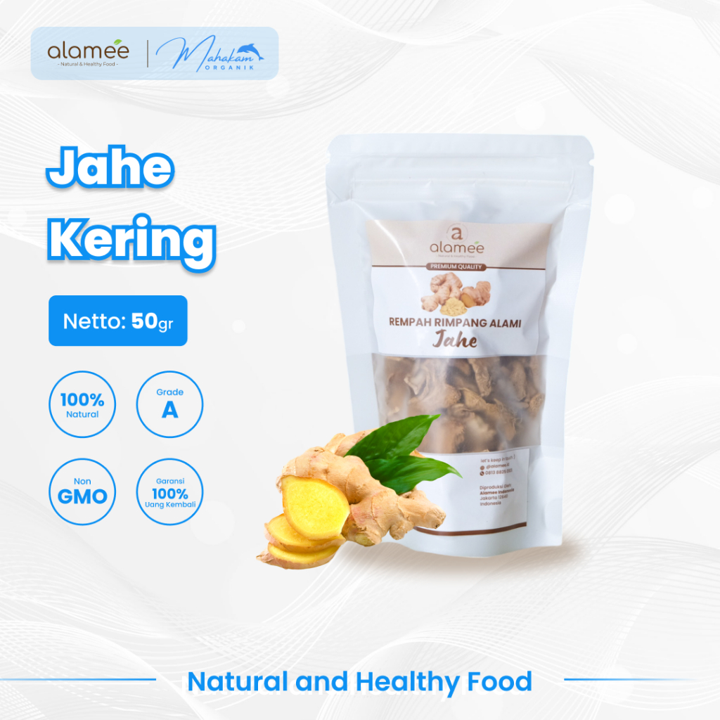 

ALAMEE Jahe Kering Iris Dried Ginger Rempah Organik Rimpang Alami Spice 50gr