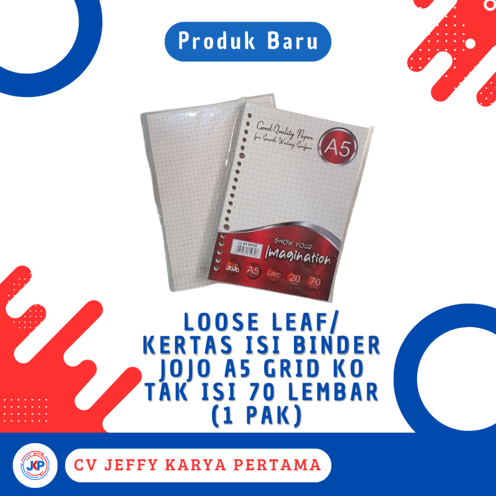 

Loose Leaf / Kertas Isi Binder Jojo A5 Grid / Kotak Isi 70 Lembar (1 Pak)