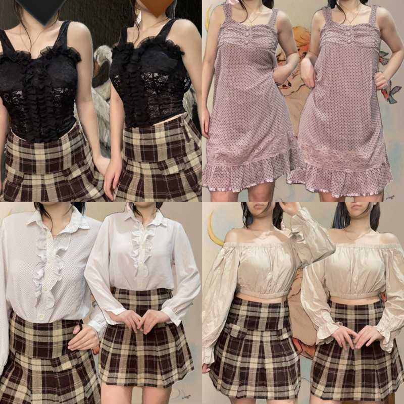 Dress milkmaid skirt rok atasan crop top coquette y2k grunge acubi fairycore vintage liz lisa axes f