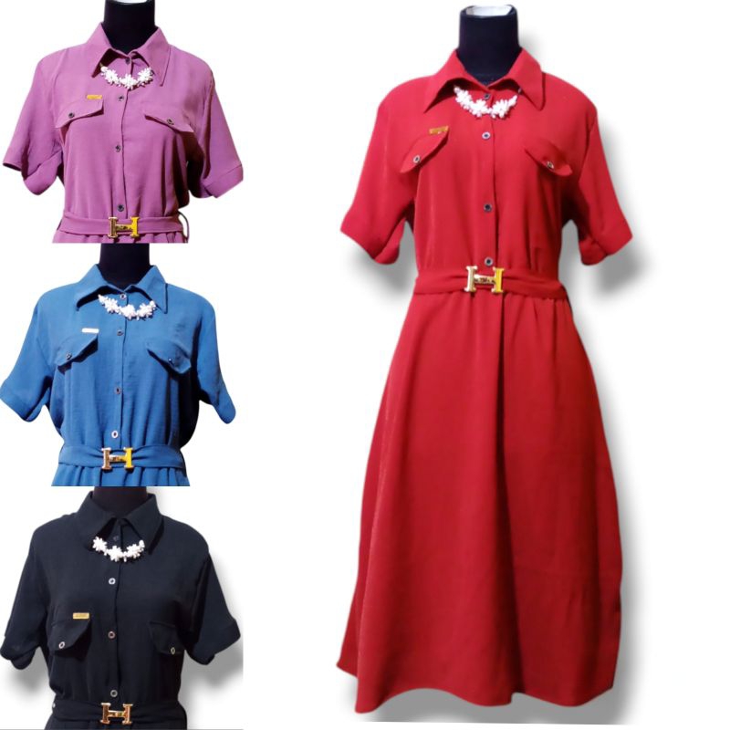 Dress Crinkle size kecil sampai size jumbo Tali pinggang bongkar pasang / dress Crinkle /dress Crink