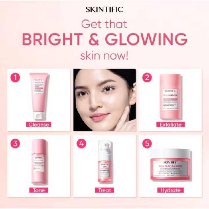 SKINTIFIC Glowing set Skincare paket with MSH Niacinamide Brightening Moisturizer + Niacinamide Brig