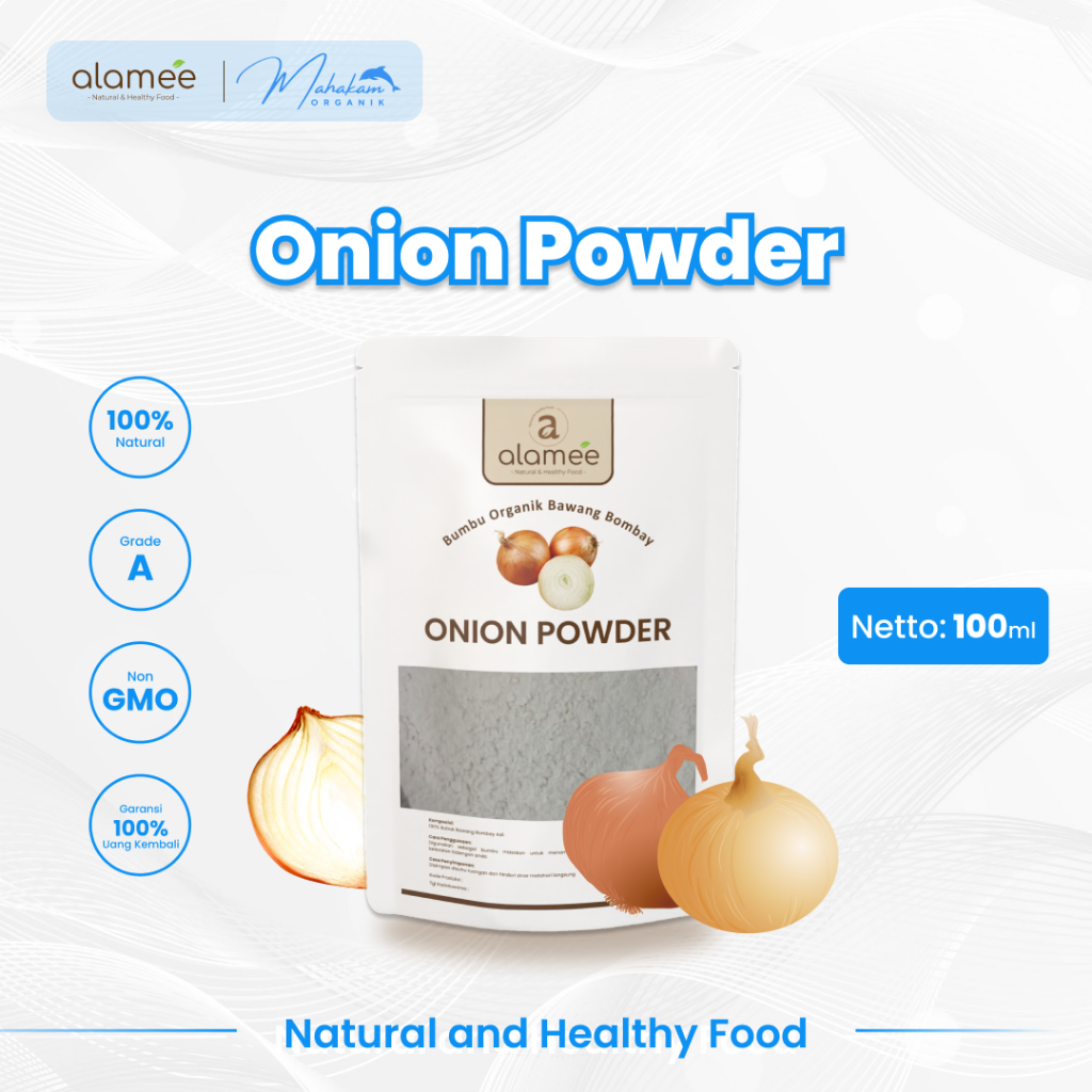 

ALAMEE Onion Powder Bawang Bombay Bubuk Bumbu Bombai Ground Spice Dapur Organik Seasoning 100 Gram